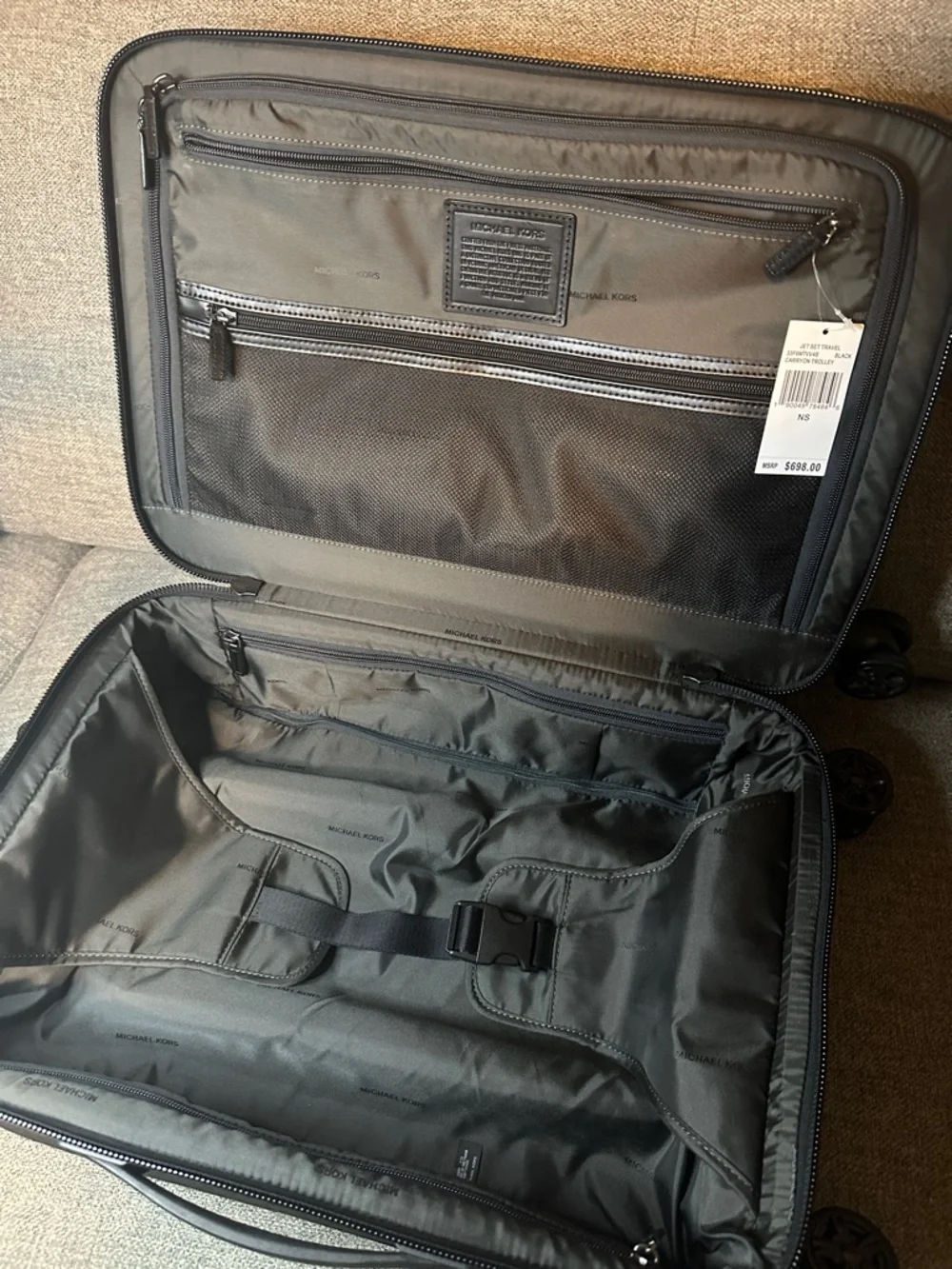 Michael Kors Black 360 Wheel Spinner Carry-On Luggage